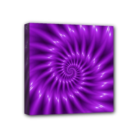 Glossy Bright Purple Fractal Spiral  Mini Canvas 4  x 4  (Stretched) from ArtsNow.com