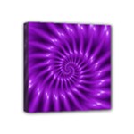 Glossy Bright Purple Fractal Spiral  Mini Canvas 4  x 4  (Stretched)