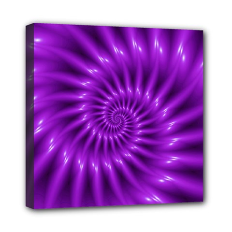 Glossy Bright Purple Fractal Spiral  Mini Canvas 8  x 8  (Stretched) from ArtsNow.com