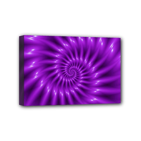 Glossy Bright Purple Fractal Spiral  Mini Canvas 6  x 4  (Stretched) from ArtsNow.com