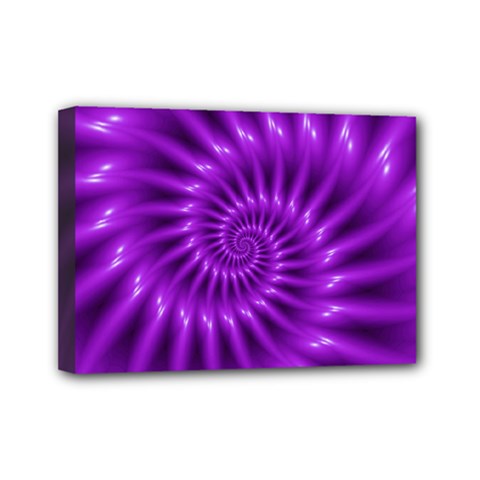 Glossy Bright Purple Fractal Spiral  Mini Canvas 7  x 5  (Stretched) from ArtsNow.com