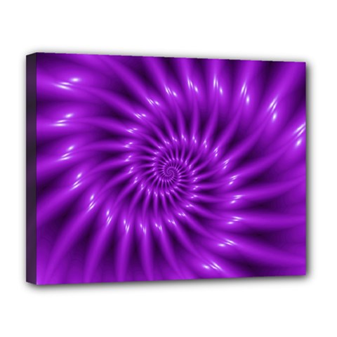 Glossy Bright Purple Fractal Spiral  Canvas 14  x 11  (Stretched) from ArtsNow.com