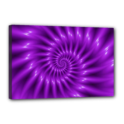 Glossy Bright Purple Fractal Spiral  Canvas 18  x 12  (Stretched) from ArtsNow.com