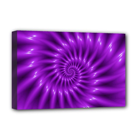 Glossy Bright Purple Fractal Spiral  Deluxe Canvas 18  x 12  (Stretched) from ArtsNow.com