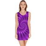 Glossy Bright Purple Fractal Spiral  Bodycon Dress