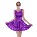 Glossy Bright Purple Fractal Spiral  Skater Dress