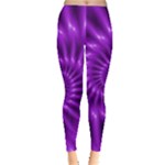 Glossy Bright Purple Fractal Spiral  Leggings 