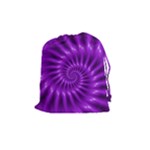 Glossy Bright Purple Fractal Spiral  Drawstring Pouch (Medium)