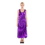 Glossy Bright Purple Fractal Spiral  Sleeveless Maxi Dress