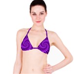 Glossy Bright Purple Fractal Spiral  Bikini Top