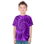 Glossy Bright Purple Fractal Spiral  Kid s Cotton Tee