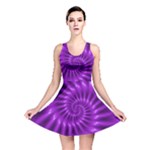 Glossy Bright Purple Fractal Spiral  Reversible Skater Dress