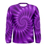 Glossy Bright Purple Fractal Spiral  Men s Long Sleeve Tee