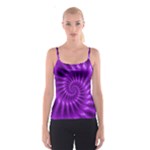 Glossy Bright Purple Fractal Spiral  Spaghetti Strap Top