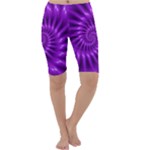 Glossy Bright Purple Fractal Spiral  Cropped Leggings 