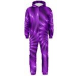 Glossy Bright Purple Fractal Spiral  Hooded Jumpsuit (Men)