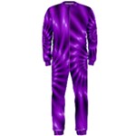 Glossy Bright Purple Fractal Spiral  OnePiece Jumpsuit (Men)