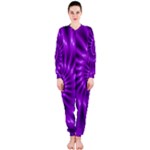 Glossy Bright Purple Fractal Spiral  OnePiece Jumpsuit (Ladies)