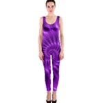 Glossy Bright Purple Fractal Spiral  OnePiece Catsuit