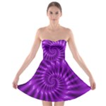 Glossy Bright Purple Fractal Spiral  Strapless Bra Top Dress