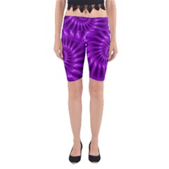 Glossy Bright Purple Fractal Spiral  Yoga Cropped Leggings from ArtsNow.com