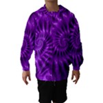 Glossy Bright Purple Fractal Spiral  Hooded Wind Breaker (Kids)