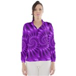 Glossy Bright Purple Fractal Spiral  Wind Breaker (Women)