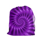 Glossy Bright Purple Fractal Spiral  Drawstring Pouch (XL)