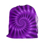 Glossy Bright Purple Fractal Spiral  Drawstring Pouch (XXL)