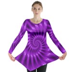 Glossy Bright Purple Fractal Spiral  Long Sleeve Tunic 