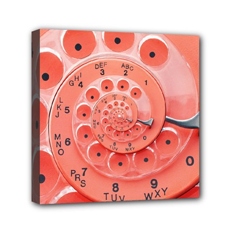 Apircot Orange Vintage Retro Rotary Dial Spiral Droste  Mini Canvas 6  x 6  (Stretched) from ArtsNow.com