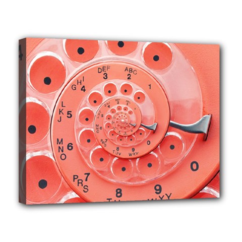 Apircot Orange Vintage Retro Rotary Dial Spiral Droste  Canvas 14  x 11  (Stretched) from ArtsNow.com