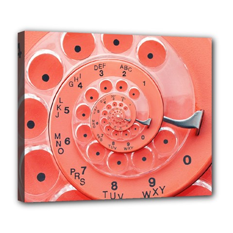 Apircot Orange Vintage Retro Rotary Dial Spiral Droste  Deluxe Canvas 24  x 20  (Stretched) from ArtsNow.com