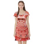 Apircot Orange Vintage Retro Rotary Dial Spiral Droste  Short Sleeve Skater Dress