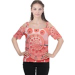 Apircot Orange Vintage Retro Rotary Dial Spiral Droste  Women s Cutout Shoulder Tee