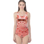 Apircot Orange Vintage Retro Rotary Dial Spiral Droste  One Piece Swimsuit