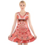 Apircot Orange Vintage Retro Rotary Dial Spiral Droste  V-Neck Sleeveless Dress