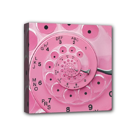 Retro Vintage Pink Rotary Dial Spiral Droste Mini Canvas 4  x 4  (Stretched) from ArtsNow.com