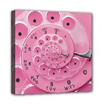 Retro Vintage Pink Rotary Dial Spiral Droste Mini Canvas 8  x 8  (Stretched)