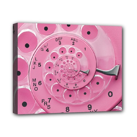 Retro Vintage Pink Rotary Dial Spiral Droste Canvas 10  x 8  (Stretched) from ArtsNow.com