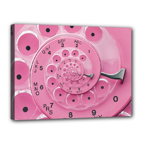 Retro Vintage Pink Rotary Dial Spiral Droste Canvas 16  x 12  (Stretched) from ArtsNow.com