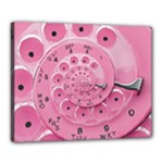 Retro Vintage Pink Rotary Dial Spiral Droste Canvas 20  x 16  (Stretched)