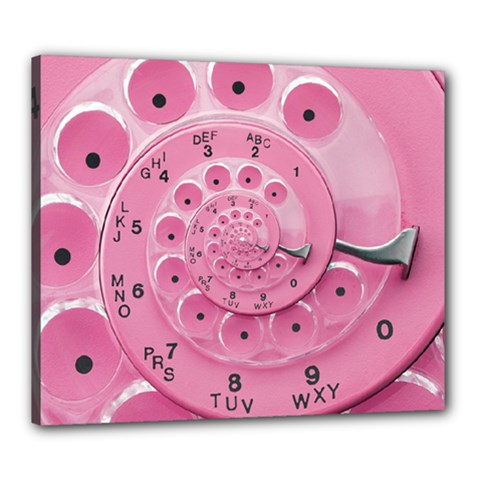 Retro Vintage Pink Rotary Dial Spiral Droste Canvas 24  x 20  (Stretched) from ArtsNow.com