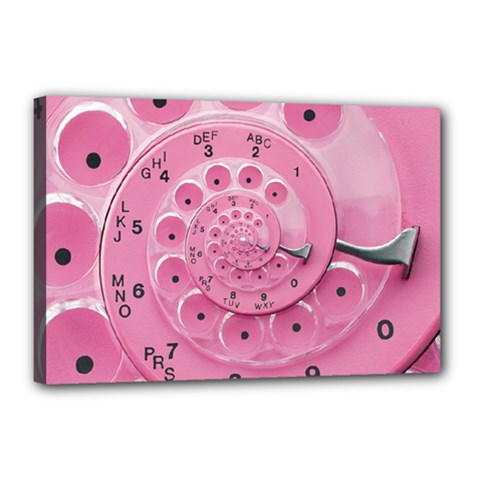 Retro Vintage Pink Rotary Dial Spiral Droste Canvas 18  x 12  (Stretched) from ArtsNow.com