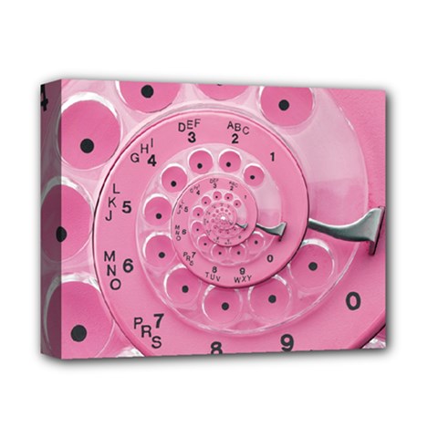 Retro Vintage Pink Rotary Dial Spiral Droste Deluxe Canvas 14  x 11  (Stretched) from ArtsNow.com