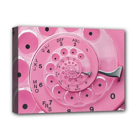 Retro Vintage Pink Rotary Dial Spiral Droste Deluxe Canvas 16  x 12  (Stretched)  from ArtsNow.com