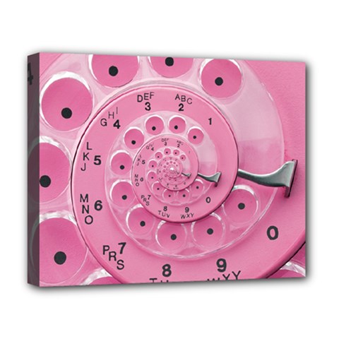 Retro Vintage Pink Rotary Dial Spiral Droste Deluxe Canvas 20  x 16  (Stretched) from ArtsNow.com