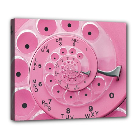 Retro Vintage Pink Rotary Dial Spiral Droste Deluxe Canvas 24  x 20  (Stretched) from ArtsNow.com