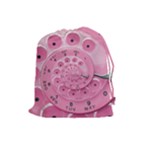 Retro Vintage Pink Rotary Dial Spiral Droste Drawstring Pouch (Large)