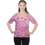 Retro Vintage Pink Rotary Dial Spiral Droste Women s Cutout Shoulder Tee